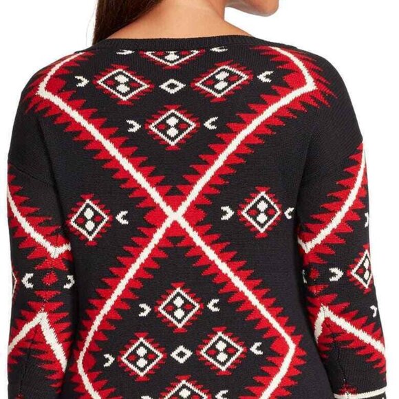 Ralph Lauren Navajo Tunic Sweater Native American Design Red Black White Size S - Picture 3 of 16